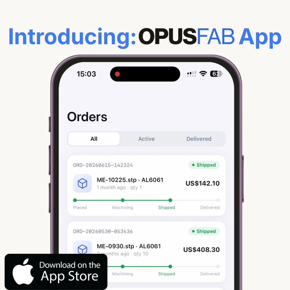 OpusFab Instant Manufacturing Quote App Now Available for iPhone
